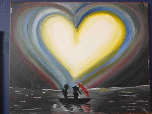 Couples heart moon paint