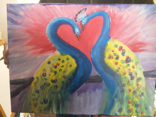 Couples paint and sip peacock